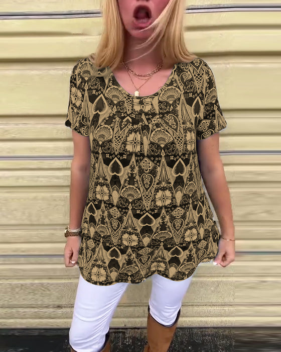 T-skjorte med rund hals og trykk, avslappet retro-print