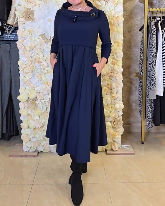 Kjole Modisch Street Ensfarget A-linje