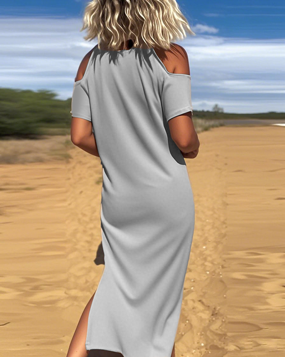 Kjole Fashion Casual Skulderfri Smal