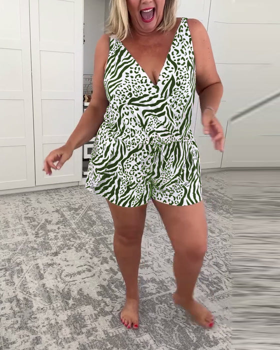 Slim Fit Badedrakt Med Zebra Mønster