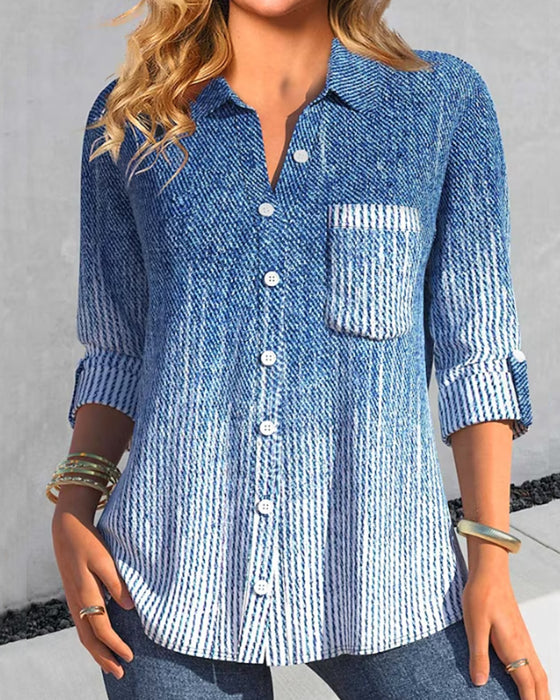 Breasted Bluses med lomme