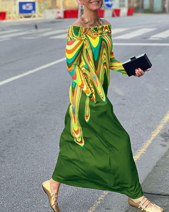 Langermet elegant maxikjole off shoulder