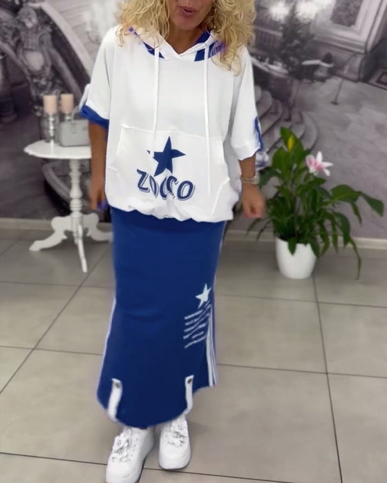 Sett Med Hette Snøring Trykt Skjørt