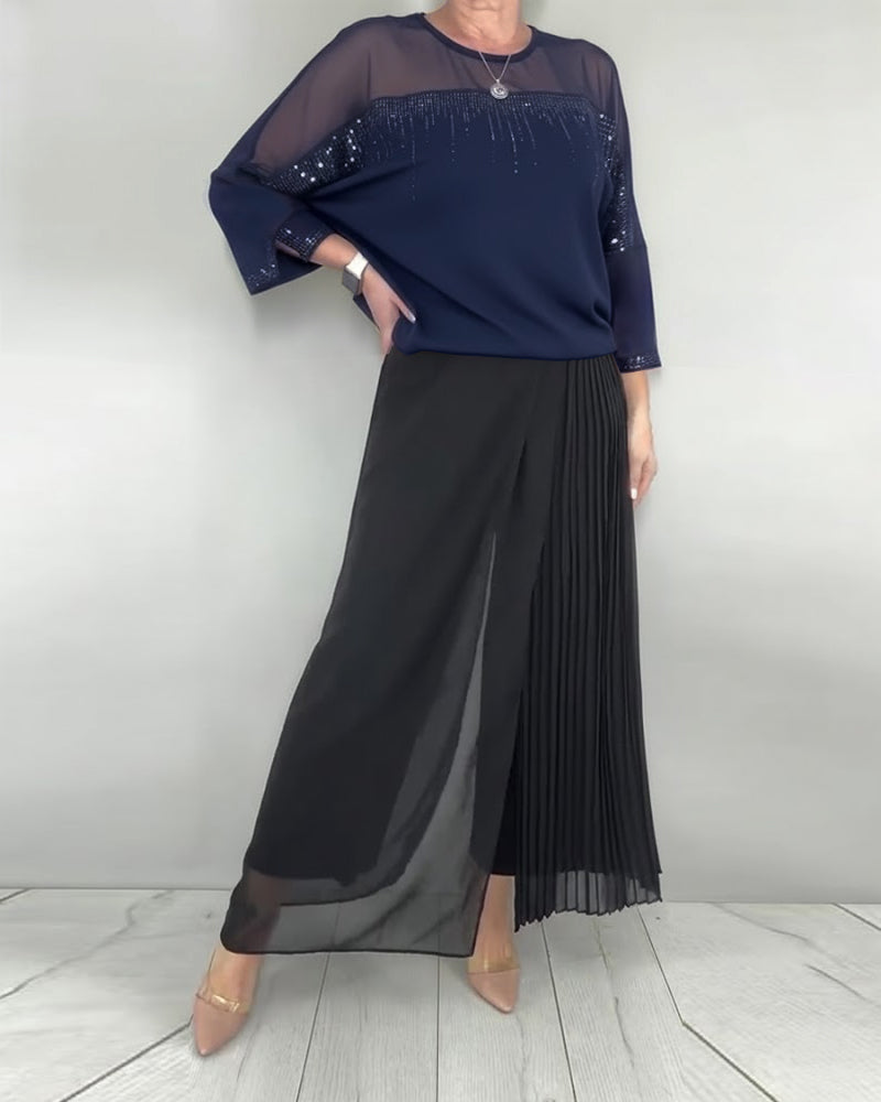 Bluse Mesh Spleising Løs