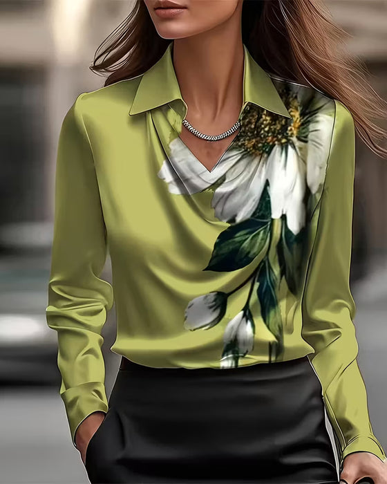 Bluse Jakkeslag Rett Skulder Trykt