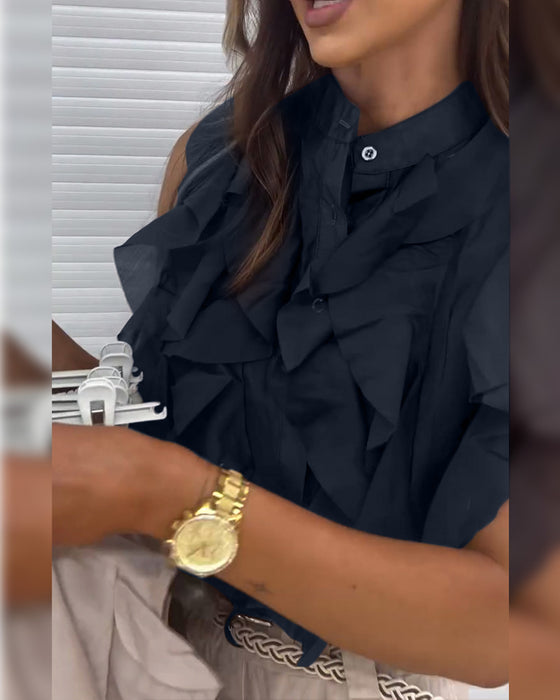 Tank Top Designer Ruffle Ermeløs