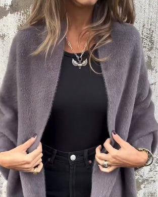 Uformell cardigan med solid farge og frynser