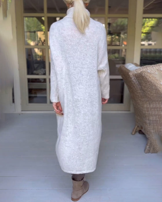 Pullover med høy nakke og lang