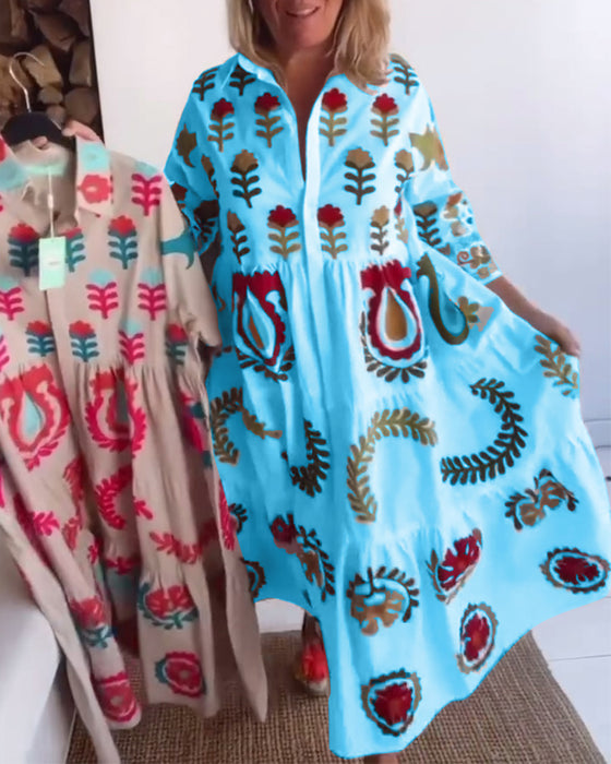 Kjole Blomstret Grafisk Trykk