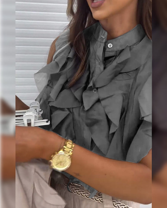 Tank Top Designer Ruffle Ermeløs