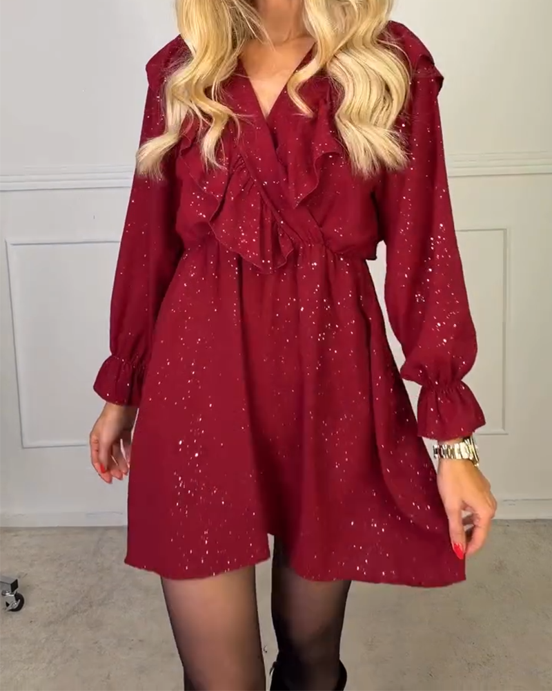 Stilfull Kjole Med V-Hals I Ensfarget