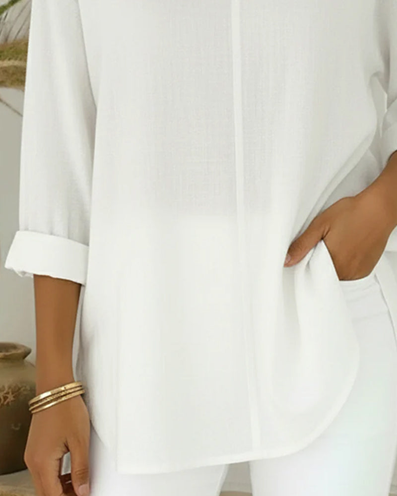 Bluse Ensfarget Langermet Peter Pan-Krage