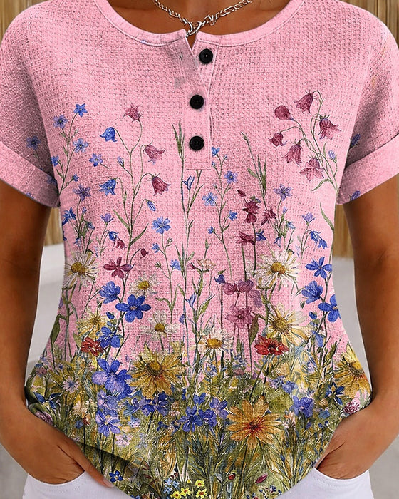 Topp Henley Viltblomst Daisy Vaffel