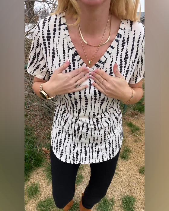 T-Skjorte Trykt Kortermet V-Hals