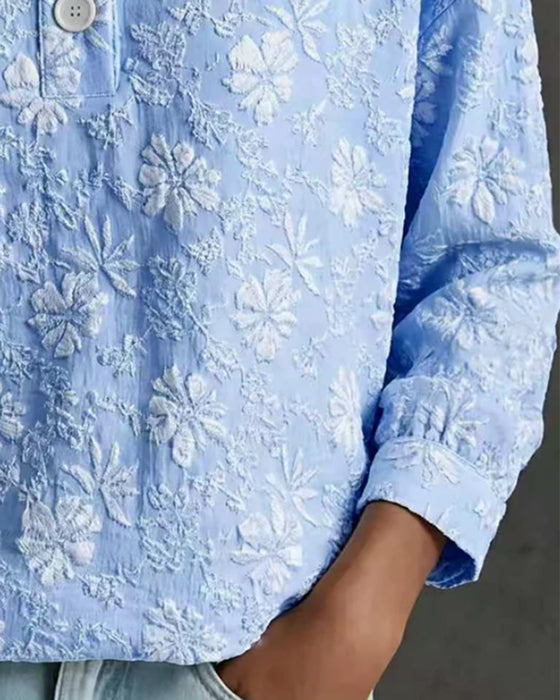 Bluse Mock Hals Knapp Mote
