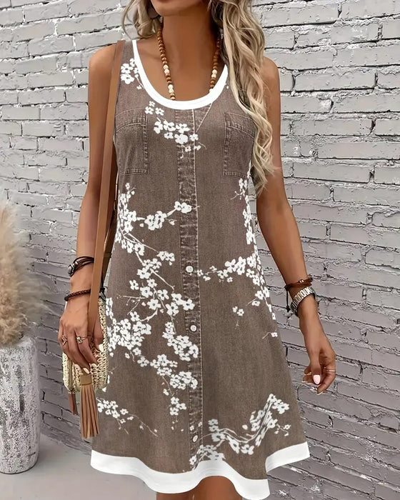 Kjole Casual Ermeløs Vest Print