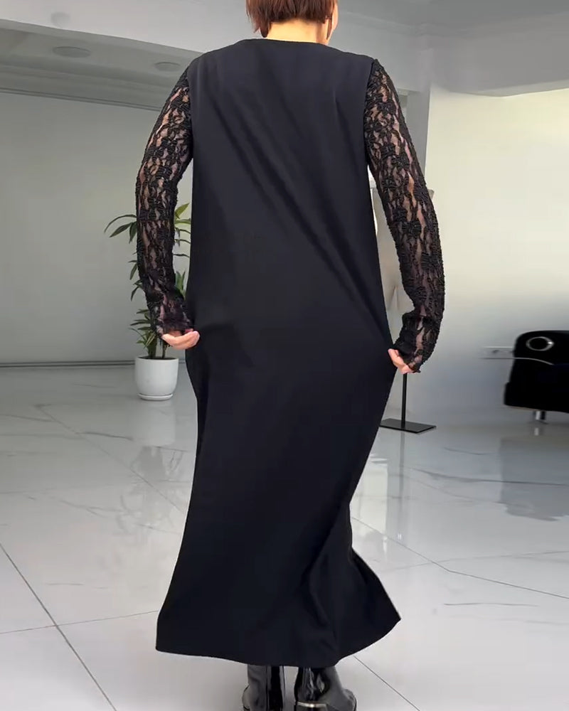 Kjole Europeisk Og Amerikansk Blondesøm Slit