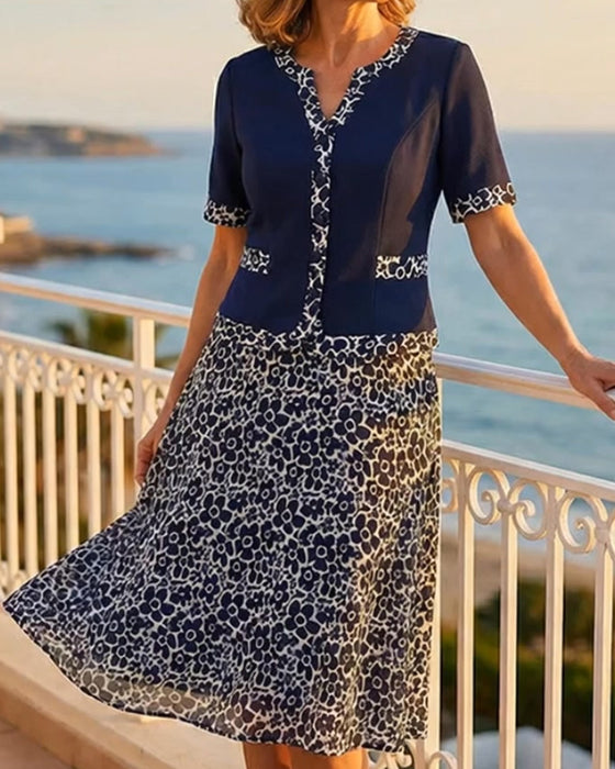 Sett Patchwork Blomstret Topp + Blomstret Skjørt