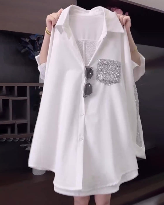 Jakkeslagstrøye Med Lang Erm Og Paljetter