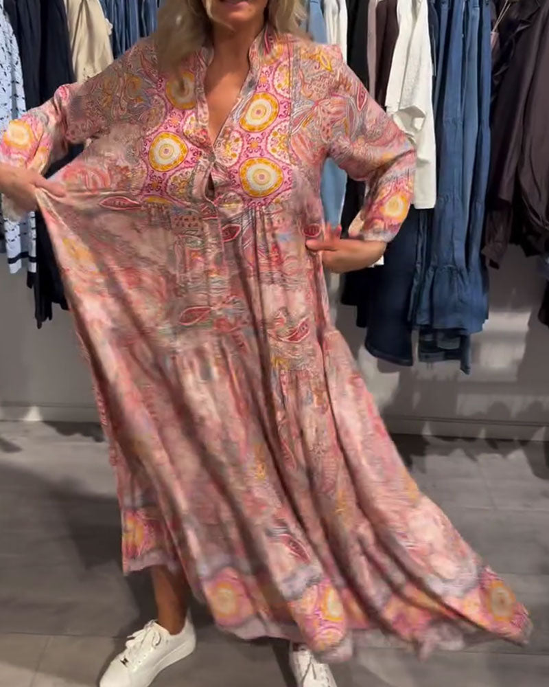 Kjole Avslappet Ferie Lang Trykt