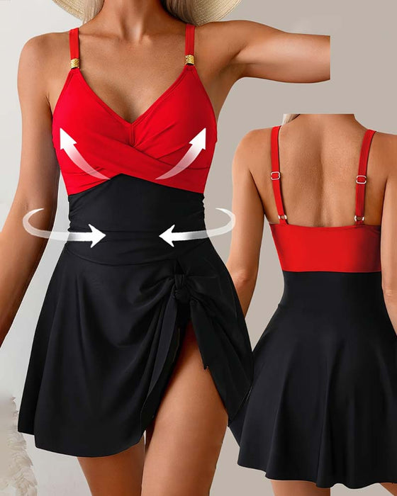 One-Piece Spagettistrap Fargeblokk