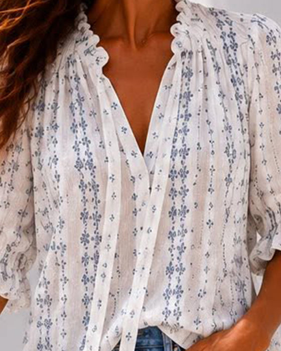 Bluse Liten Blomstret Ruffle