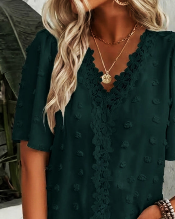 Bluse Sammenføyd Jacquard Rysjeerme