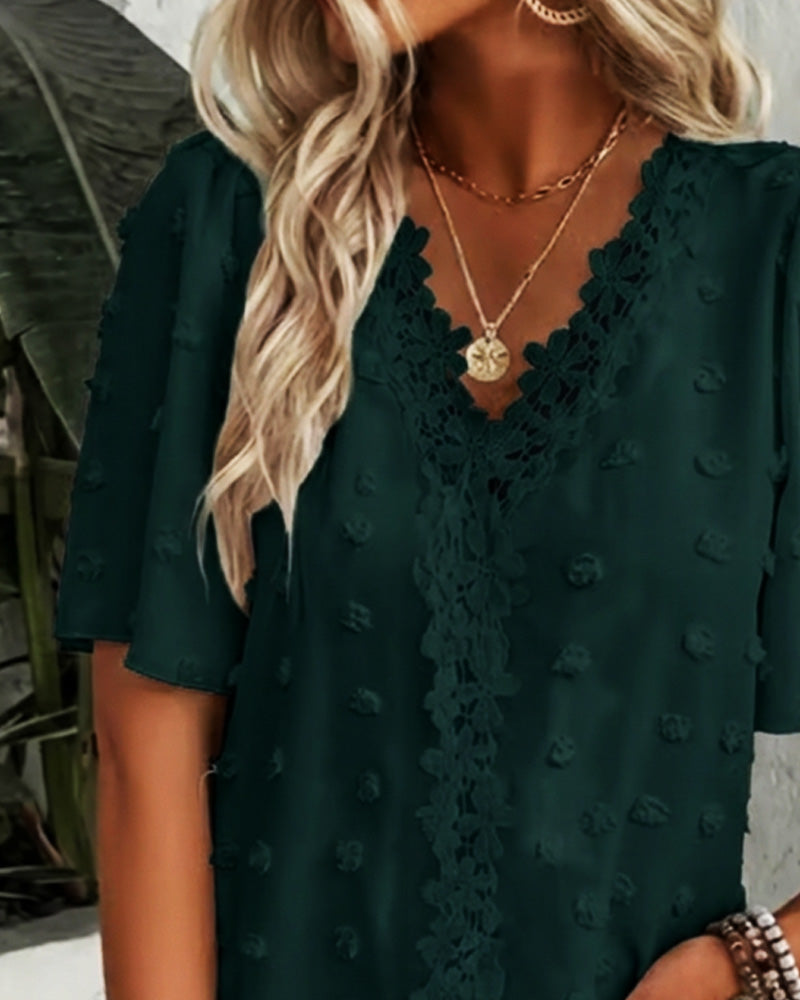 Bluse Sammenføyd Jacquard Rysjeerme