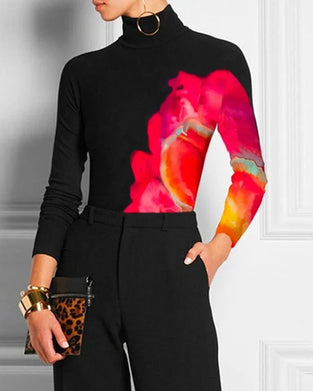 Skinny T-skjorte med høy hals