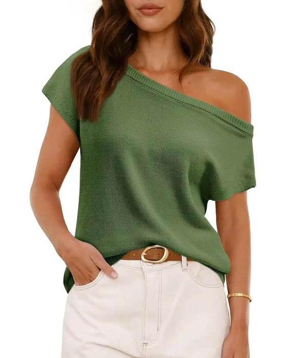 Pullover Off-Shoulder Kort Erme