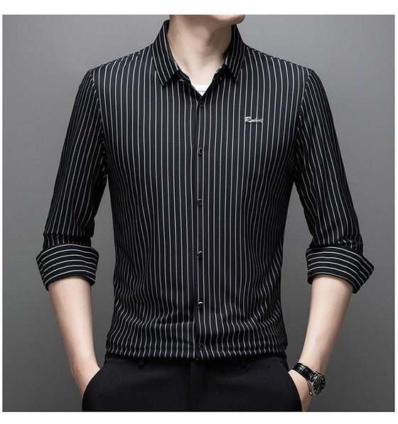 👔Herre Klassisk Langermet Stripete Skjorte