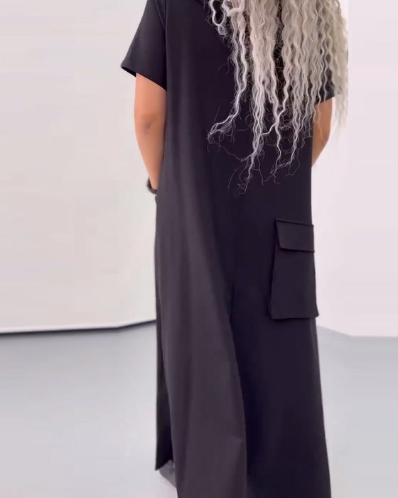 Kjole Ensfarget Hettegenser Casual