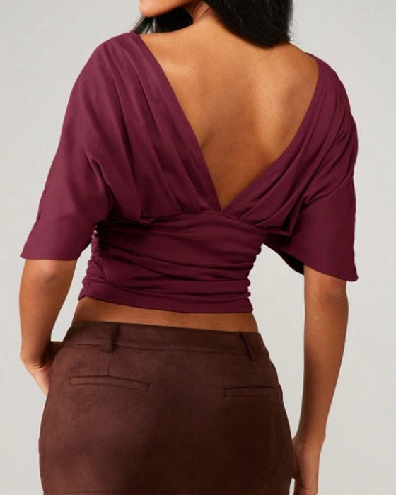 Topp V-Hals Flagermus Erme Midje Slips