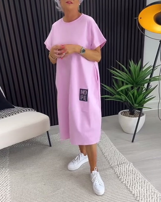 Kjole Kort Erme Uformell Rett Lomme