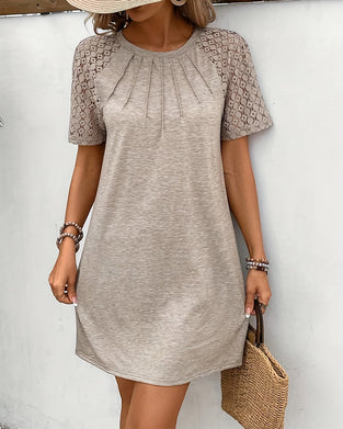 Kjole Casual Hul Ut Plissert Rett