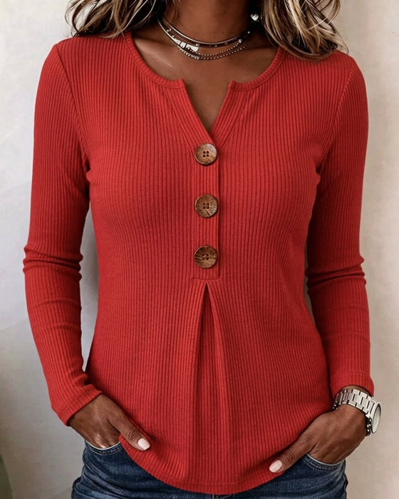 Ribbestrikket Slim-Fit Langermet Topp