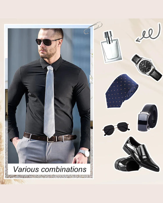 Herres Langermet Skjorte I Ensfarget Design