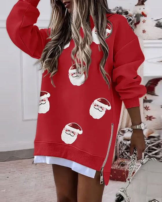 Kjole Julenisse Trykk Skjøtet Sweatshirt