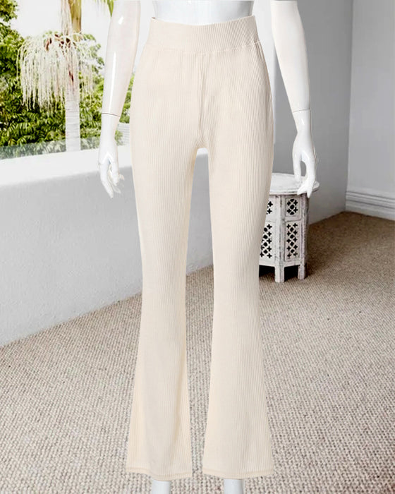 Ensfarget micro-flare slim fit bukse