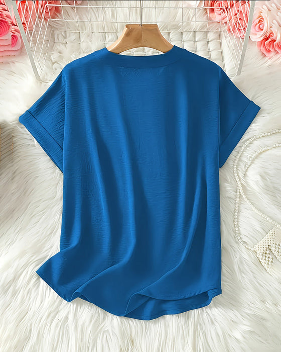 Shirt Løs Enfarget Kvinnelig Casual