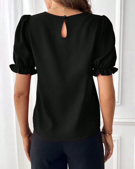 Bluse Enfarget Rund Hals