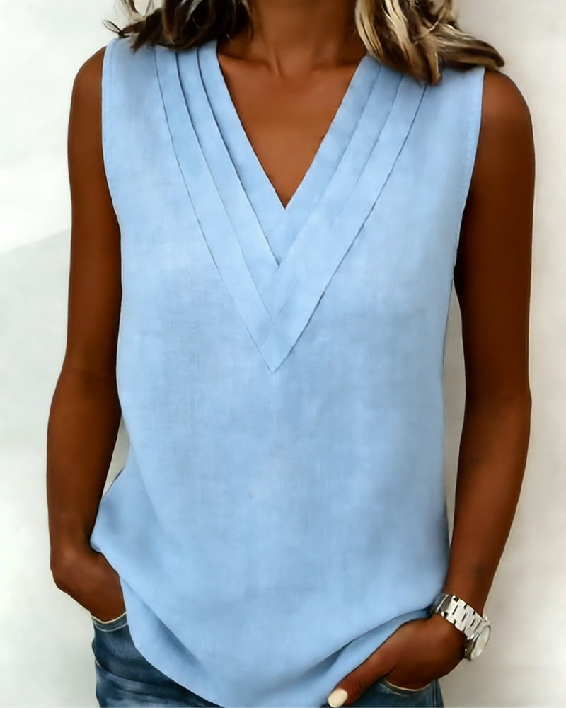 Tank Topp Moteriktig Dobbel Lag V-uttringning