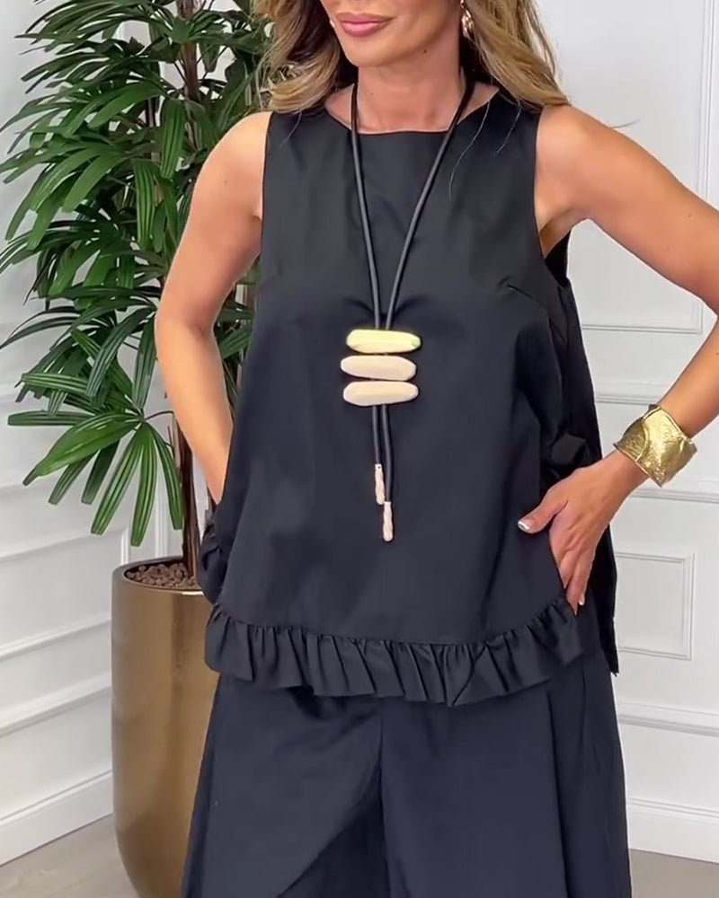 Bluse Ermløs Blonder Kant Camisole