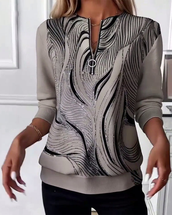 Genser med glidelås og avslappet trykk