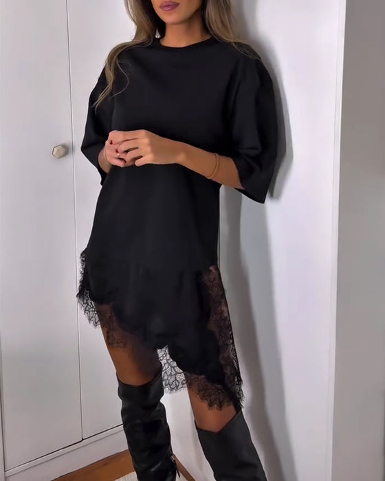 Kjole Casual Kortermet Lappeteknikk