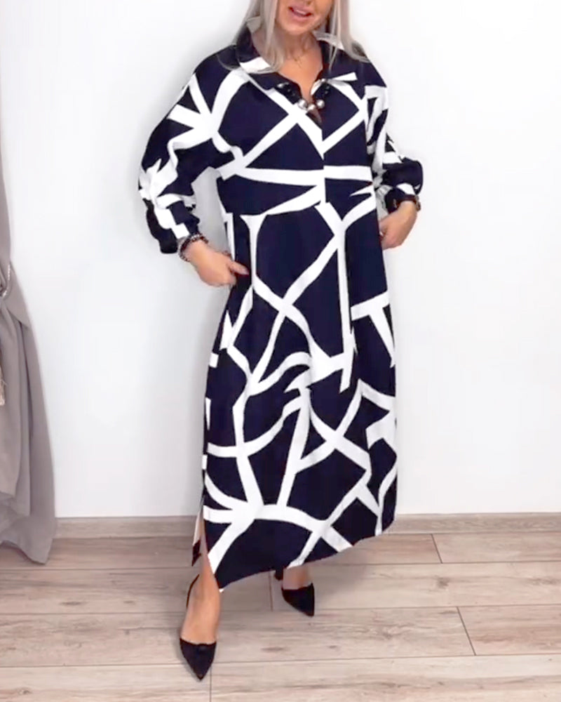 Kjole Jakkeslag Løs Geometrisk Trykk