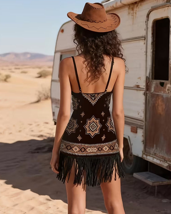 Kjole Frynset V-Hals Underkjole