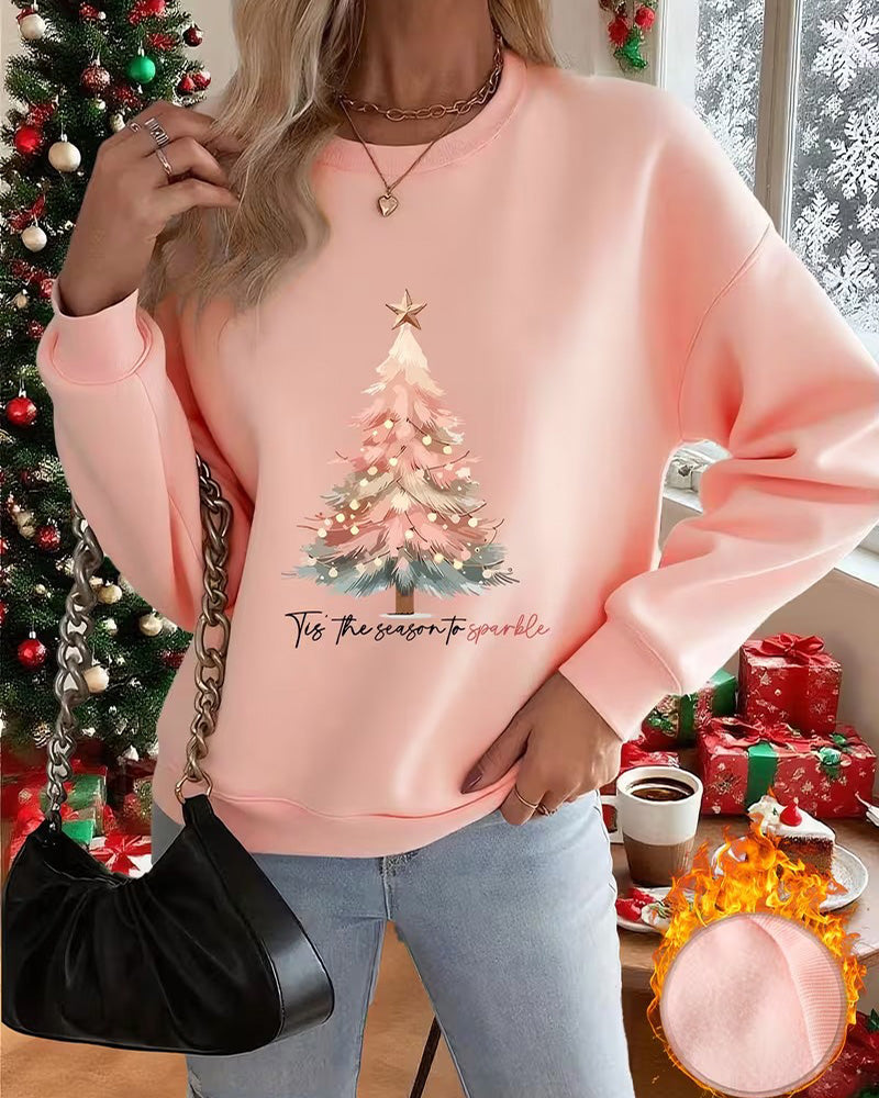 Sweatshirt Juletre Trykk Rund Hals