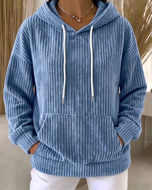 Hoodie Solid Dragsnor Casual
