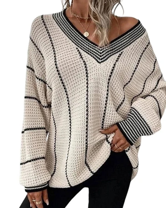 Pullover Genser Avslappnet Loose Fit Stripe